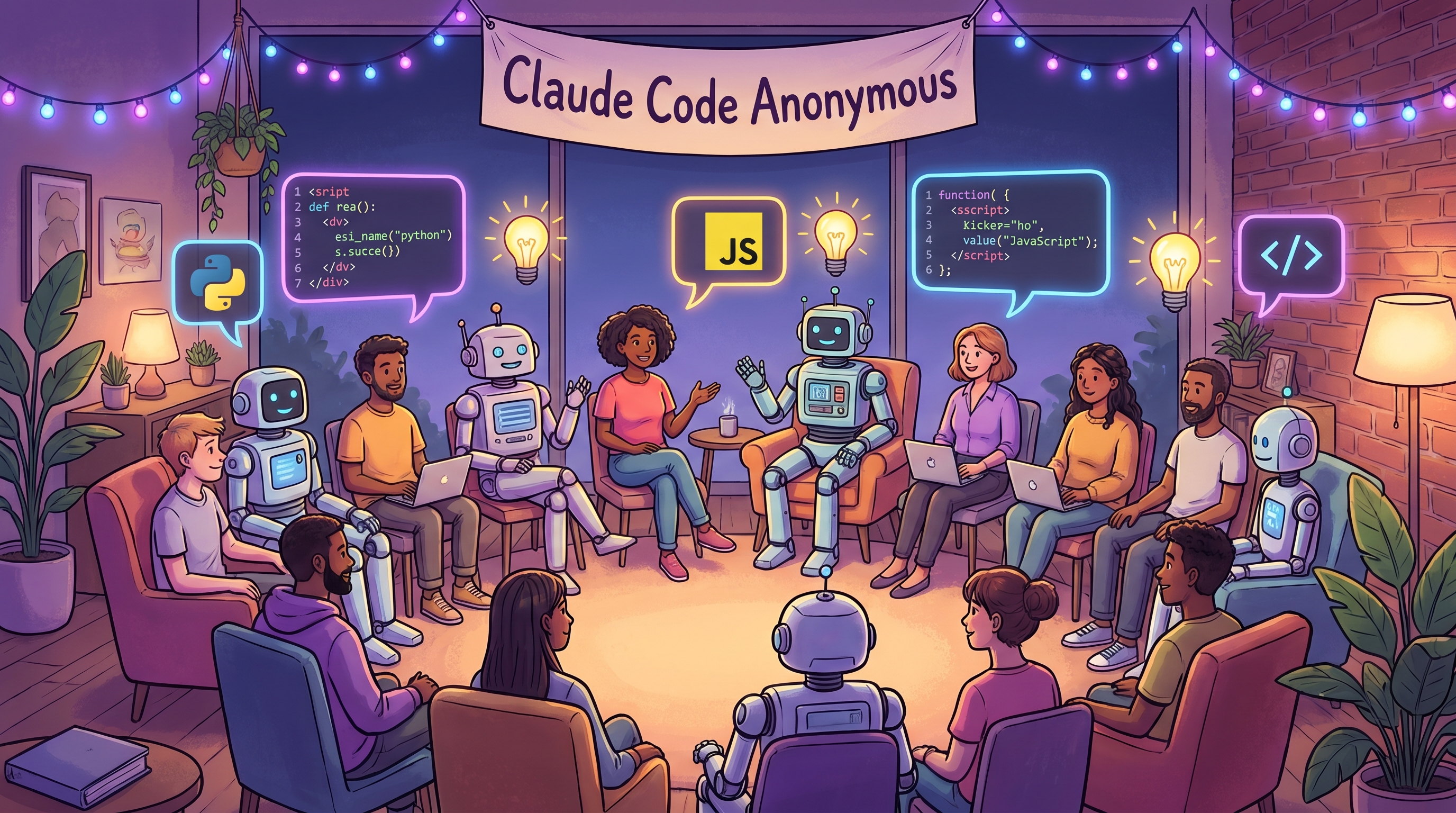 Claude Code Anonymous meetup illustration